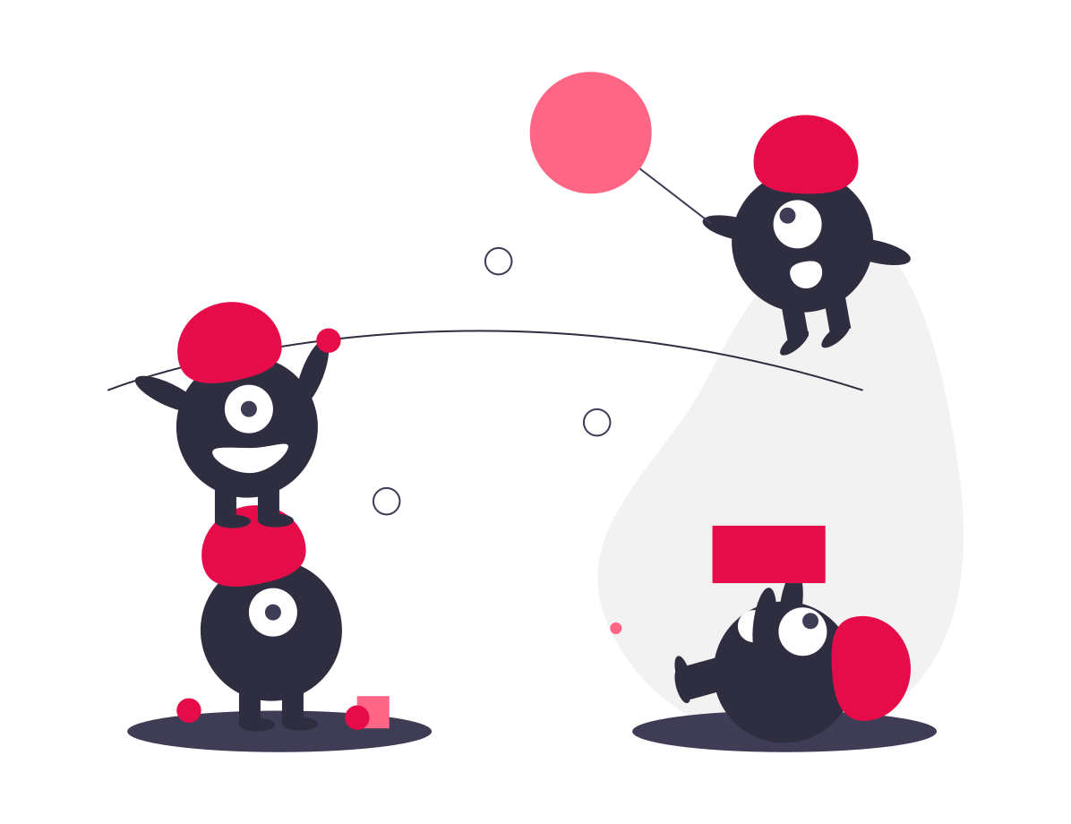 UnDraw illustration of good teams Abstract illustrations showing four blobs being a great team and working together